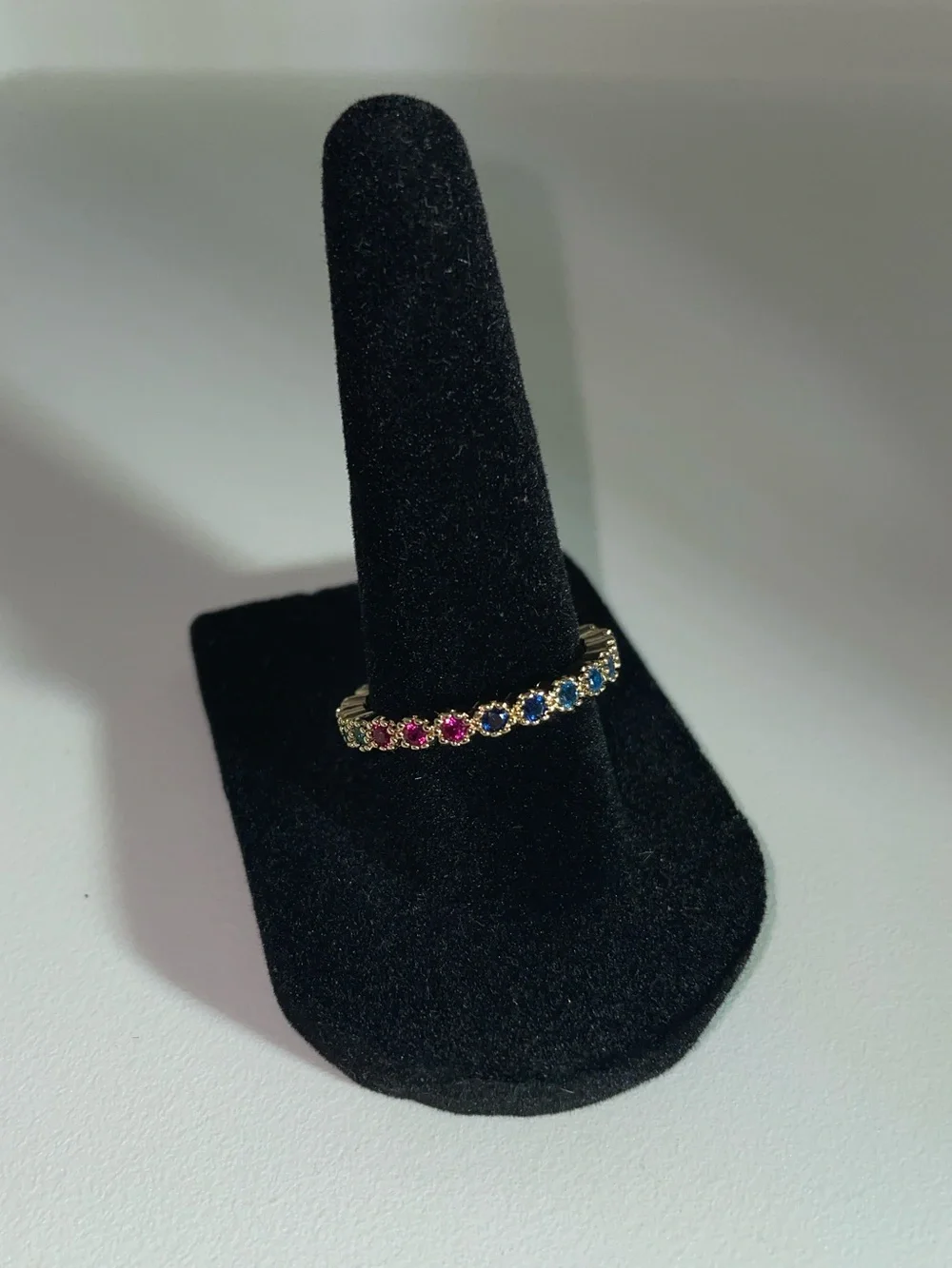 Gold Multicolor Gemstone Eternity Ring NEW